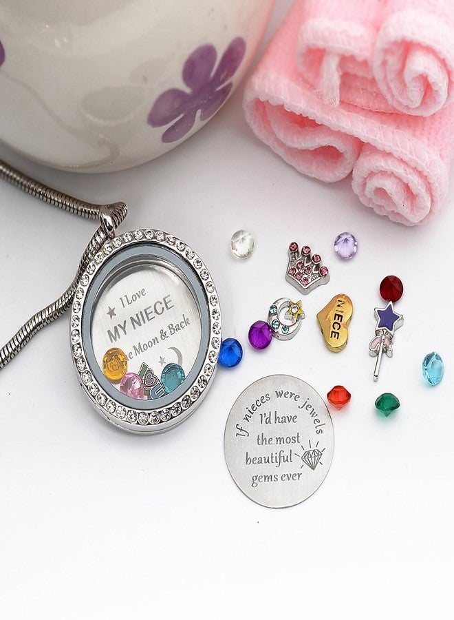 Beffy I Love My Niece to the Moon & Back Pendant Necklace, Floating Charms Locket for Women, Gift from Aunt - Image 4